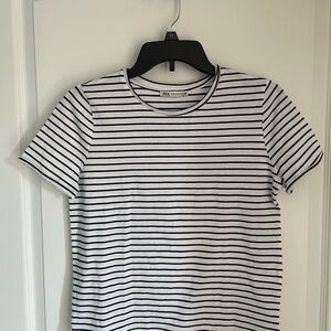 NWOT Zara Black White Striped Short Sleeve T-Shirt – Women’s